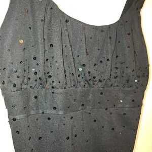 Ann Taylor black sparkly & beaded tank sleeveless top Size Large
